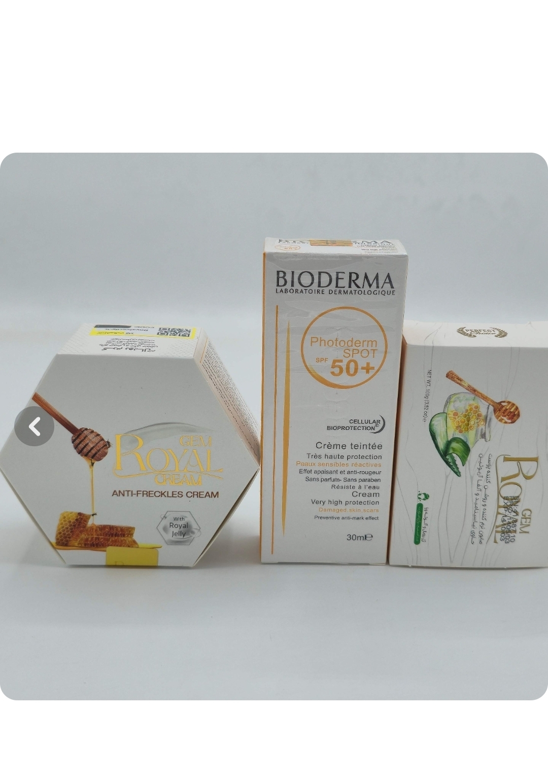 کرم ژل رویال به همراه صابون رویال و یک عددضد آفتاب بی رنگ spf50+ اصلی